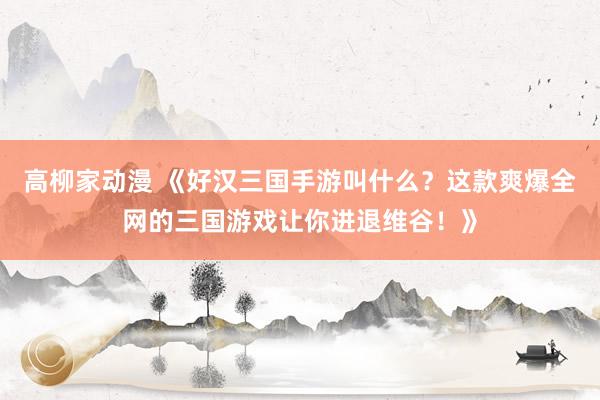 高柳家动漫 《好汉三国手游叫什么？这款爽爆全网的三国游戏让你进退维谷！》
