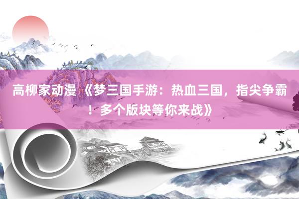 高柳家动漫 《梦三国手游：热血三国，指尖争霸！多个版块等你来战》