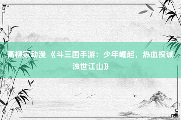 高柳家动漫 《斗三国手游：少年崛起，热血投诚浊世江山》