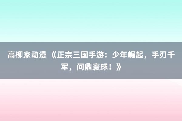 高柳家动漫 《正宗三国手游：少年崛起，手刃千军，问鼎寰球！》